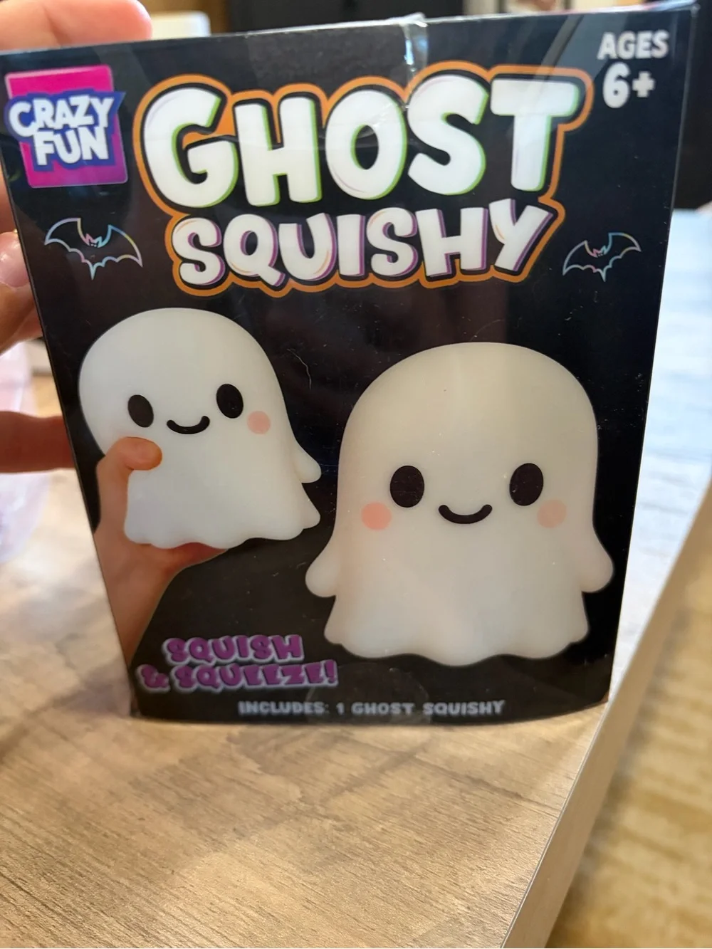 RMS Crazy Fun Ghost Squishy Plush - White with Orange Cheeks